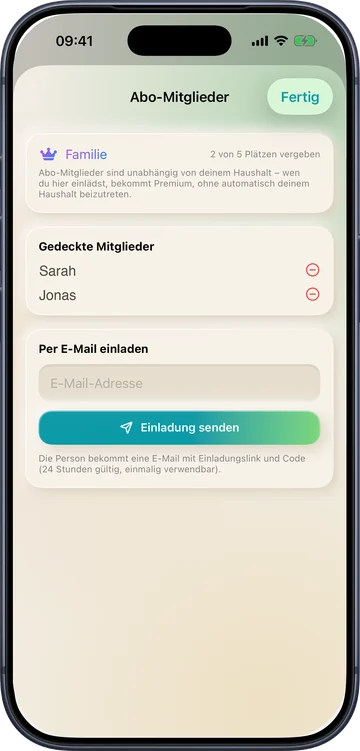 Belegte und freie Plätze im Familienabo